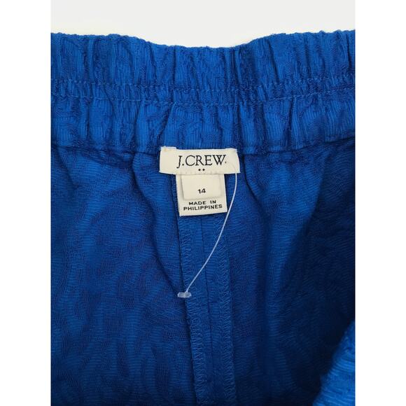 J. Crew Factory Royal Blue Floral Elastic Waist Shorts Size 14 - Picture 4 of 7